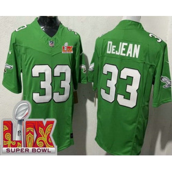 Men's Philadelphia Eagles #33 Cooper DeJean Limited Kelly Green Super Bowl LIX FUSE Vapor Jersey - Ujersey