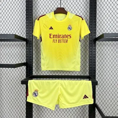 Real Madrid Soccer Jersey Yellow Goalkeeper Kids Kit Jersey+Shorts 2025/26 - Ujersey NHL
