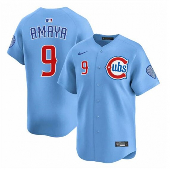 Men's Chicago Cubs #9 Miguel Amaya Blue 2024-25 2nd Alternate Limited Stitched Baseball Jersey - Ujersey
