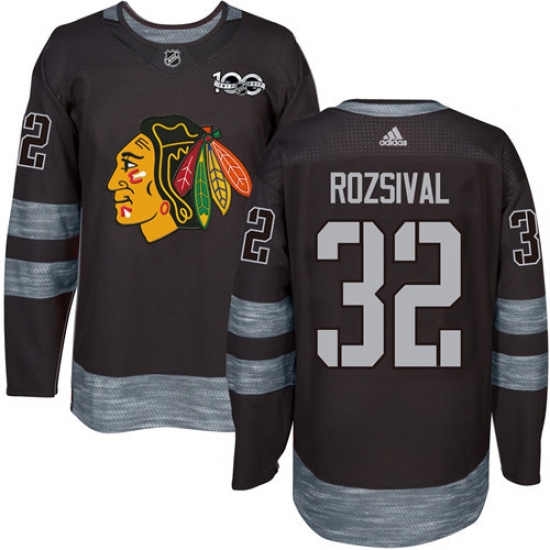 Men's Adidas Chicago Blackhawks #32 Michal Rozsival Authentic Black 1917-2017 100th Anniversary NHL Jersey
