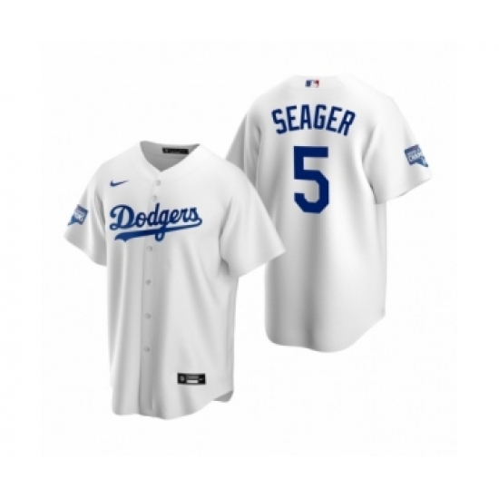 Men's Los Angeles Dodgers #5 Corey Seager White MVP 2020 World Series Champions Replica Jersey - Ujersey