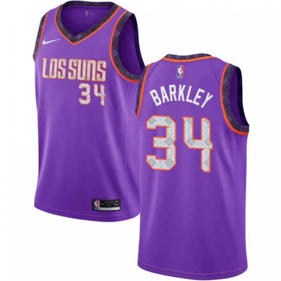 Men's Nike Phoenix Suns #34 Charles Barkley Swingman Purple NBA Jersey - 2018 19 City Edition - Ujersey