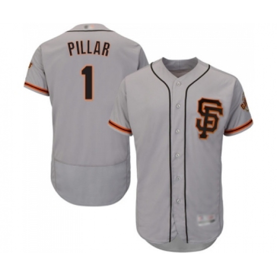 Men's San Francisco Giants #1 Kevin Pillar Grey Alternate Flex Base Authentic Collection Baseball Jersey - Ujersey