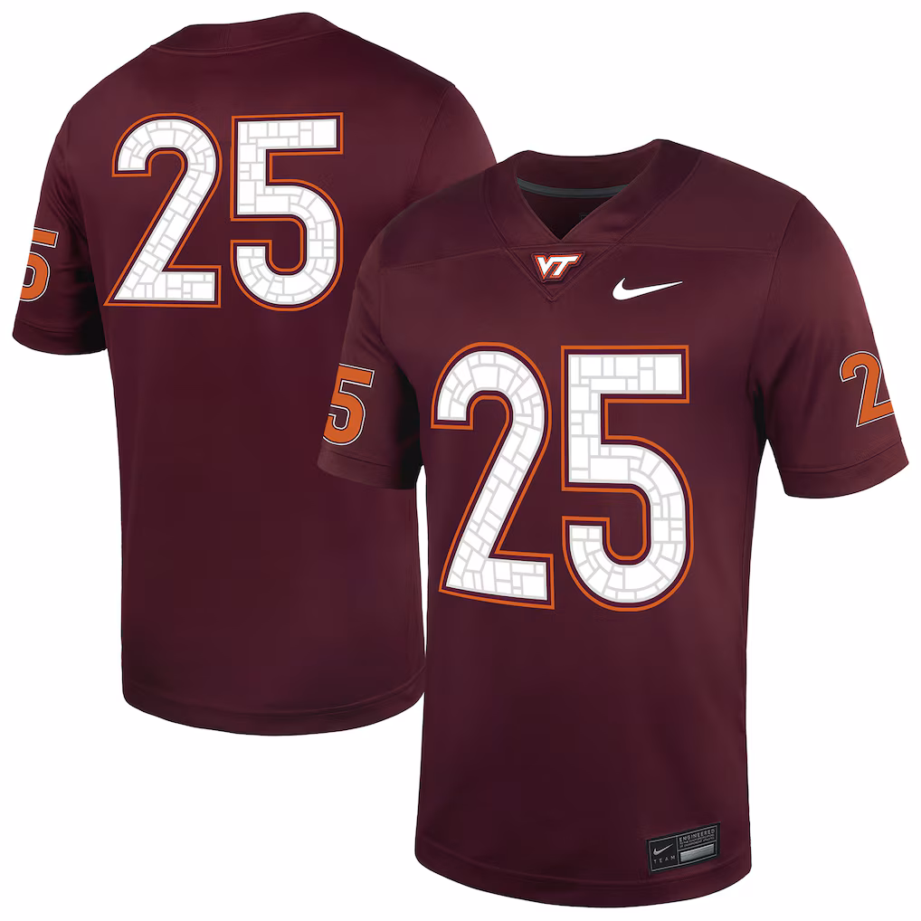 Men's Nike #25 Maroon Virginia Tech Hokies Untouchable Football Jersey - SUjersey01