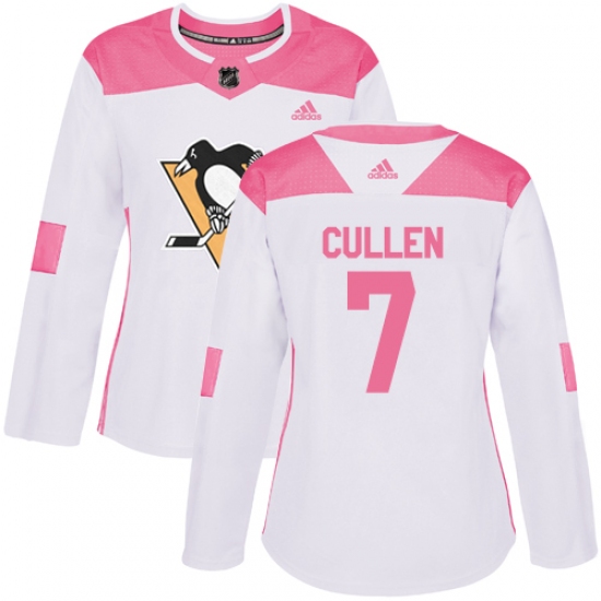 Women's Adidas Pittsburgh Penguins #7 Matt Cullen Authentic White Pink Fashion NHL Jersey - Ujersey