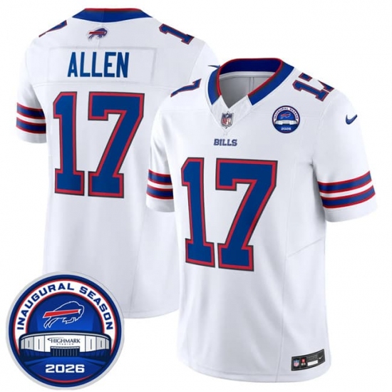 Men's Buffalo Bills #17 Josh Allen White F.U.S.E. 2026 Inaugural Season at Highmark Stadium Football Stitched Jersey - Ujersey