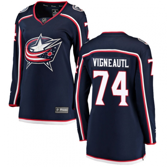Women's Columbus Blue Jackets #74 Sam Vigneault Authentic Navy Blue Home Fanatics Branded Breakaway NHL Jersey - Ujersey