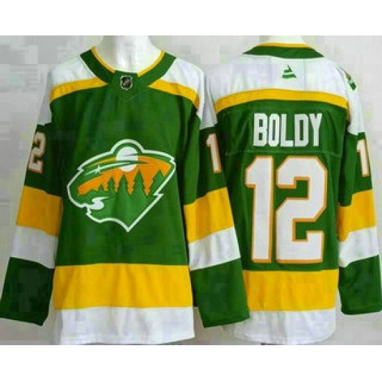 Men's Minnesota Wild #12 Matthew Boldy Green Alternate Authentic Jersey - Ujersey