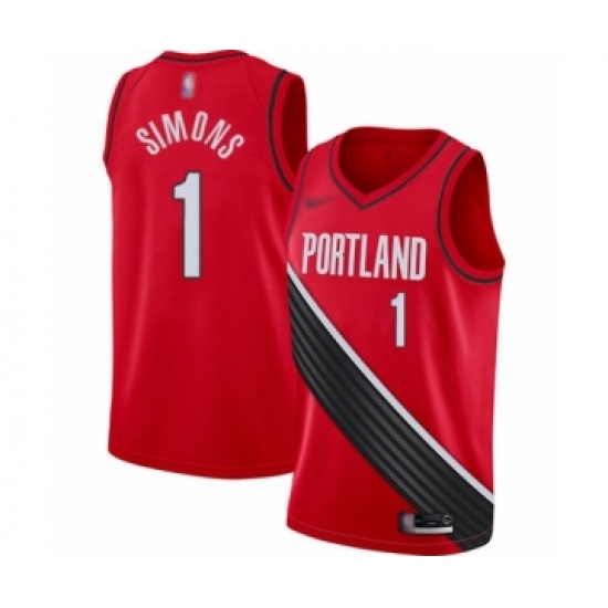 Men's Portland Trail Blazers #1 Anfernee Simons Authentic Red Finished Basketball Jersey - Statement Edition - Ujersey