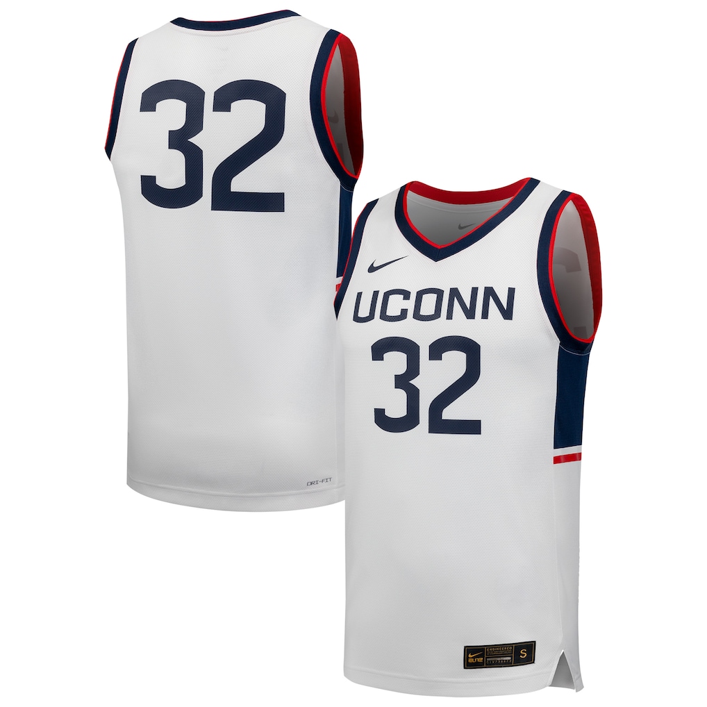 Men's Nike #32 White UConn Huskies Replica Basketball Jersey