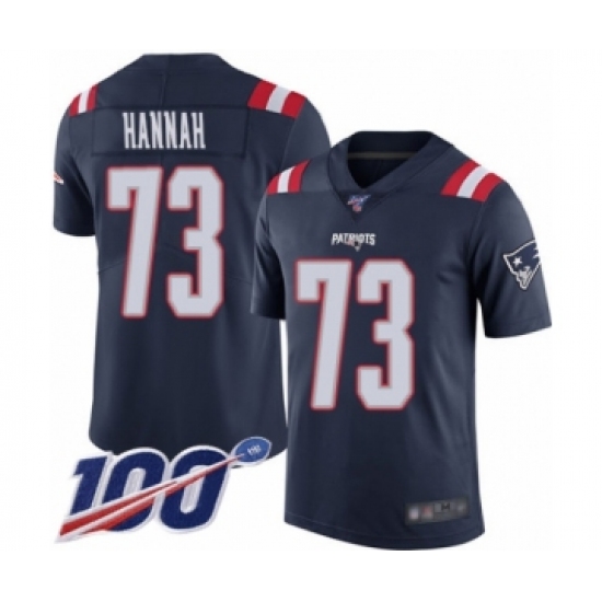 Men's New England Patriots #73 John Hannah Navy Blue Team Color Vapor Untouchable Limited Player 100th Season Football Jersey - Ujersey