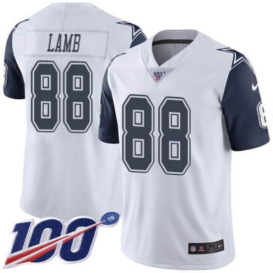 Men's Dallas Cowboys #88 CeeDee Lamb White Stitched Limited Rush 100th Season Jersey - Ujersey