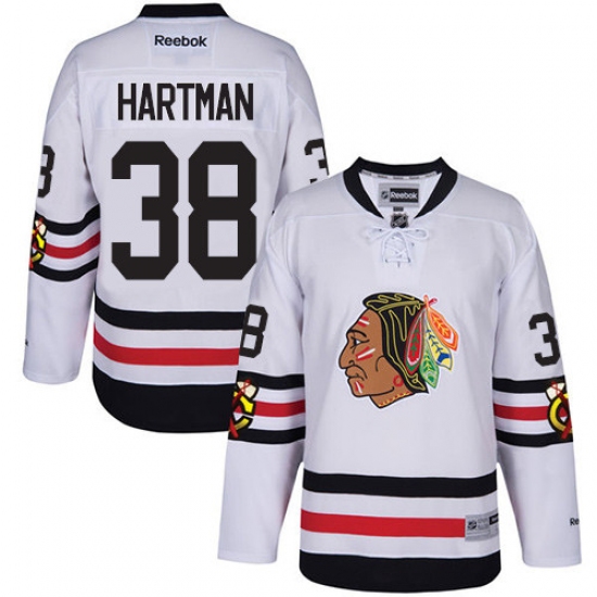 Men's Reebok Chicago Blackhawks #38 Ryan Hartman Authentic White 2017 Winter Classic NHL Jersey - Ujersey