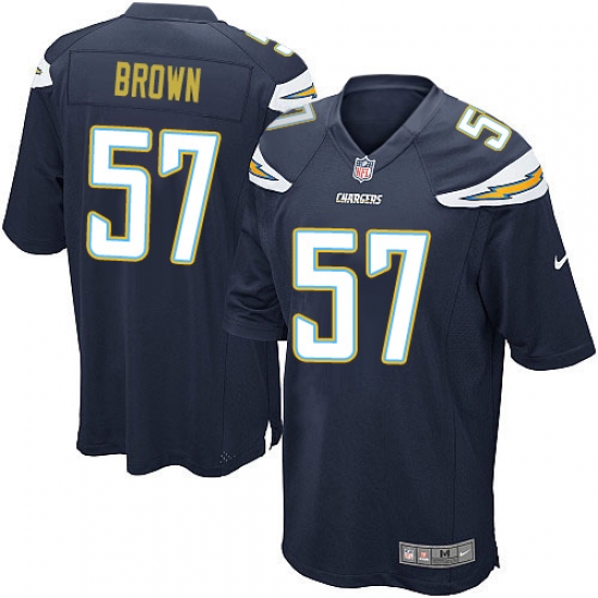 Men's Nike Los Angeles Chargers #57 Jatavis Brown Game Navy Blue Team Color NFL Jersey - Ujersey