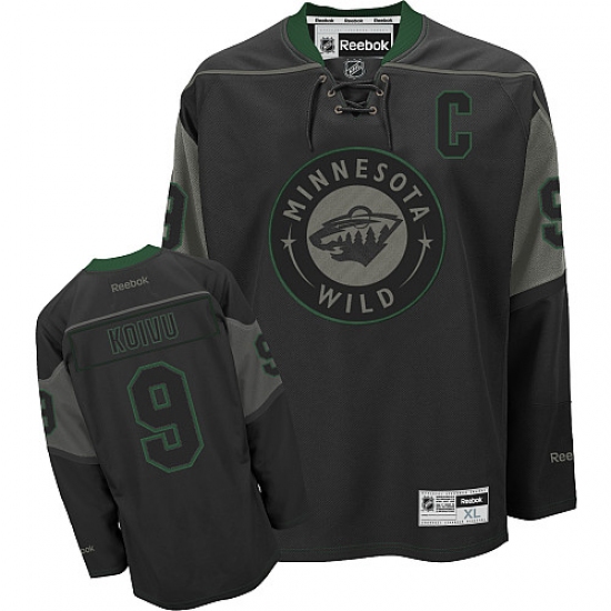 Men's Reebok Minnesota Wild #9 Mikko Koivu Authentic Black Ice NHL Jersey - Ujersey