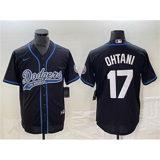 Men's Los Angeles Dodgers #17 Shohei Ohtani Black Cool Base Stitched Baseball Jersey - Ujersey