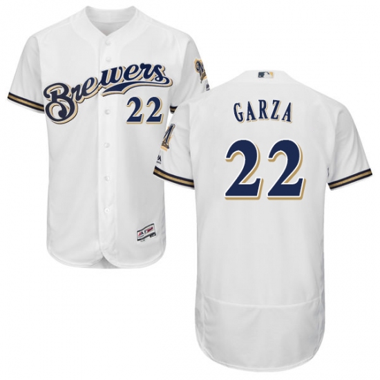 Men's Majestic Milwaukee Brewers #22 Matt Garza White Alternate Flex Base Authentic Collection MLB Jersey - Ujersey