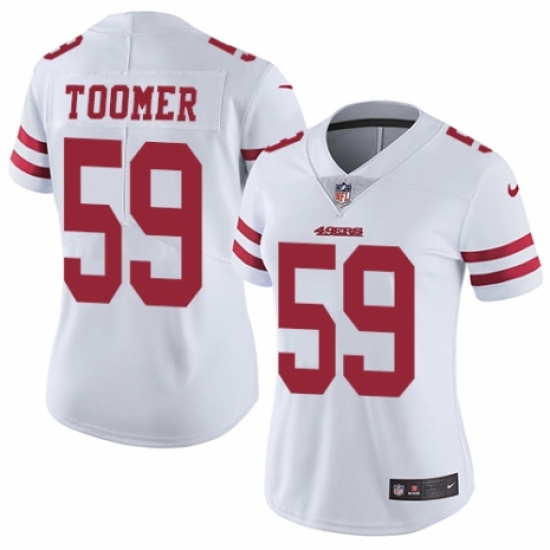 Women's Nike San Francisco 49ers #59 Korey Toomer White Vapor Untouchable Limited Player NFL Jersey - Ujersey