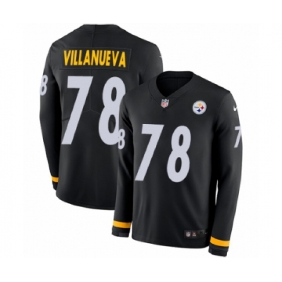 Youth Nike Pittsburgh Steelers #78 Alejandro Villanueva Limited Black Therma Long Sleeve NFL Jersey - Ujersey