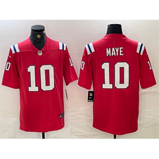Men's New England Patriots #10 Drake Maye Red 2024 Draft Vapor Limited Football Stitched Jersey - Ujersey