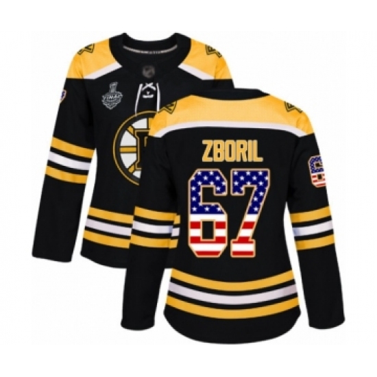 Women's Boston Bruins #67 Jakub Zboril Authentic Black USA Flag Fashion 2019 Stanley Cup Final Bound Hockey Jersey
