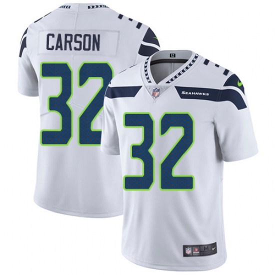 Men's Nike Seattle Seahawks #32 Chris Carson White Vapor Untouchable Limited Player NFL Jersey - Ujersey
