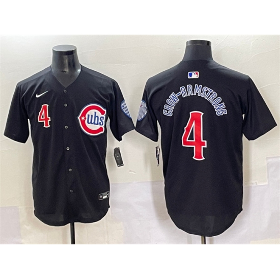 Men's Chicago Cubs #4 Pete Crow-Armstrong Black Limited Stitched Baseball Jersey - Ujersey