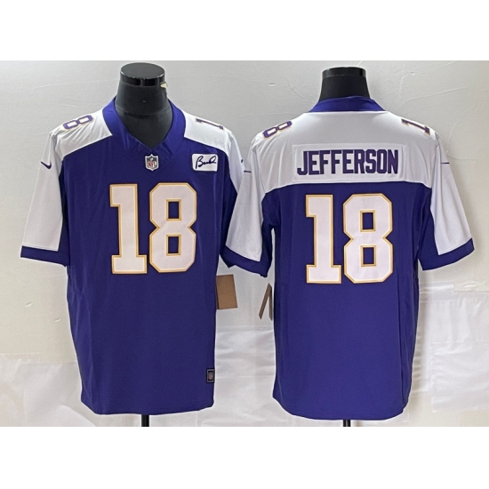 Men's Nike Minnesota Vikings #18 Justin Jefferson Purple-White 2023 F.U.S.E. Vapor Untouchable Stitched Football Jersey - Ujersey