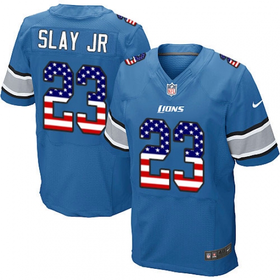 Men's Nike Detroit Lions #23 Darius Slay Jr Elite Blue Home USA Flag Fashion NFL Jersey - Ujersey