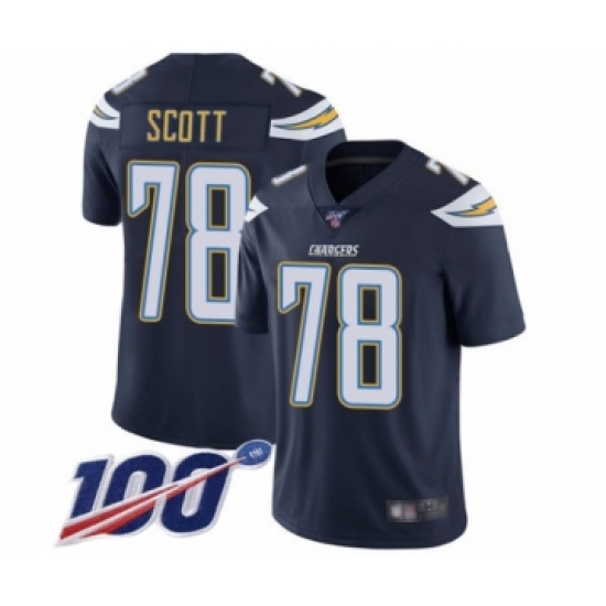 Youth Los Angeles Chargers #78 Trent Scott Navy Blue Team Color Vapor Untouchable Limited Player 100th Season Football Jersey - Ujersey