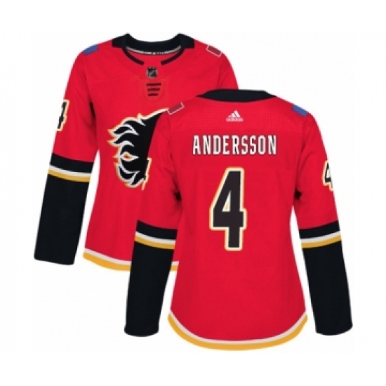 Women's Adidas Calgary Flames #4 Rasmus Andersson Premier Red Home NHL Jersey