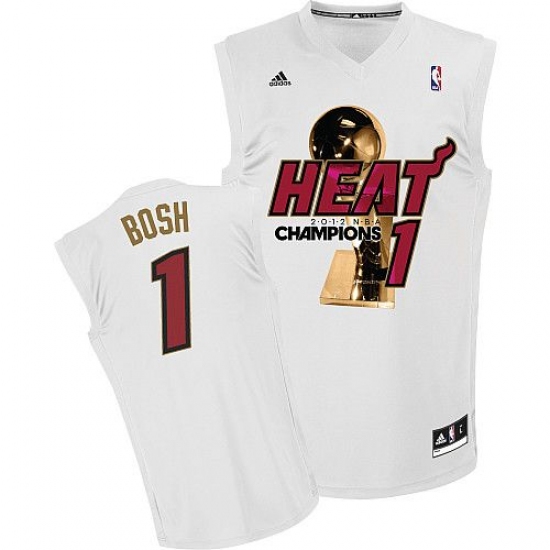 Men's Adidas Miami Heat #1 Chris Bosh Swingman White Finals Champions NBA Jersey - Ujersey