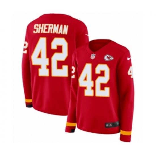 Women's Nike Kansas City Chiefs #42 Anthony Sherman Limited Red Therma Long Sleeve NFL Jersey - Ujersey