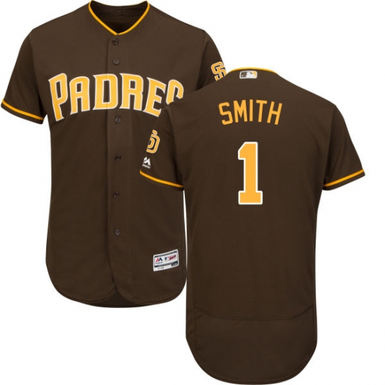 Men's Majestic San Diego Padres #1 Ozzie Smith Brown Alternate Flex Base Authentic Collection MLB Jersey - Ujersey