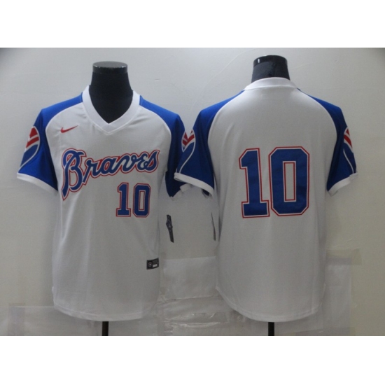 Men's Nike Atlanta Braves #10 Atlanta Braves White Stitched Baseball Jersey - Ujersey