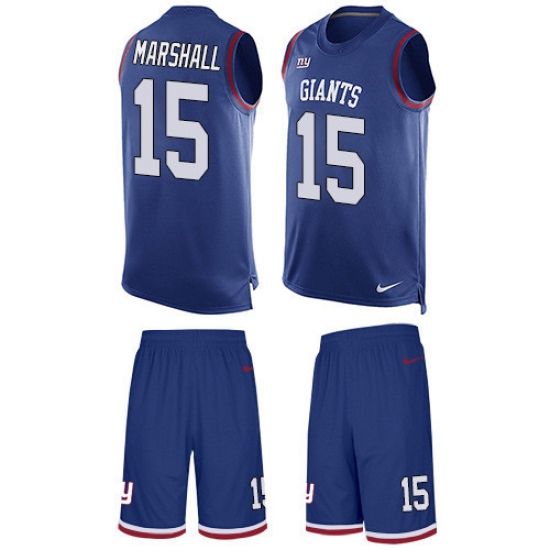 Men's Nike New York Giants #15 Brandon Marshall Limited Royal Blue Tank Top Suit NFL Jersey - Ujersey