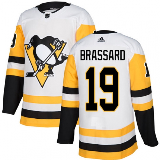 Men's Adidas Pittsburgh Penguins #19 Derick Brassard Authentic White Away NHL Jersey - Ujersey