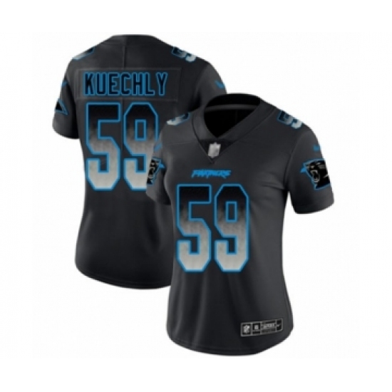 Women's Carolina Panthers #59 Luke Kuechly Limited Black Smoke Fashion Football Jersey - Ujersey