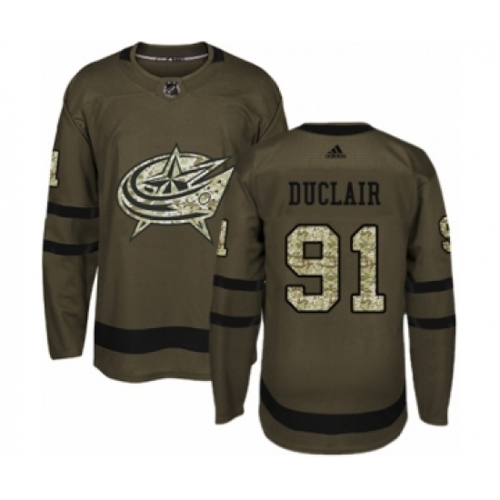 Men's Adidas Columbus Blue Jackets #91 Anthony Duclair Authentic Green Salute to Service NHL Jersey