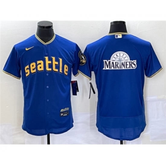 Men's Seattle Mariners Royal Team Big Logo 2023 City Connect Flex Base Stitched Jersey - Ujersey