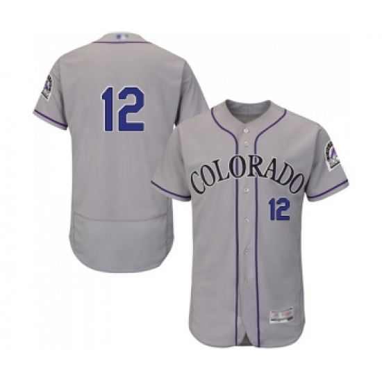 Men's Colorado Rockies #12 Mark Reynolds Grey Road Flex Base Authentic Collection Baseball Jersey - Ujersey