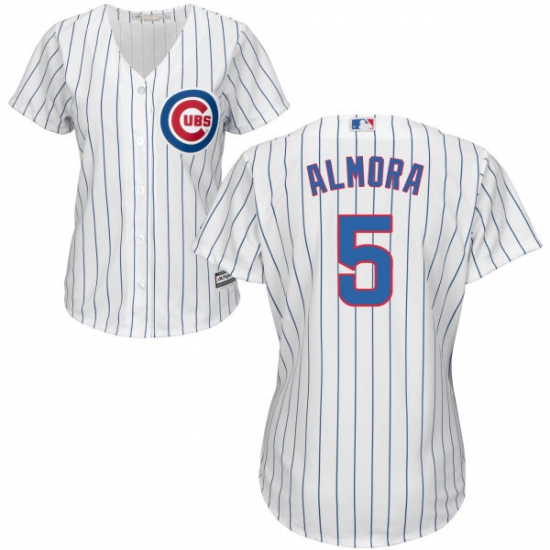 Women's Majestic Chicago Cubs #5 Albert Almora Jr Replica White Home Cool Base MLB Jersey - Ujersey