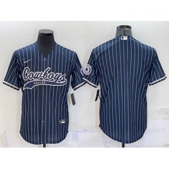 Men's Dallas Cowboys Blank Navy With Patch Cool Base Stitched Baseball Jersey - Ujersey
