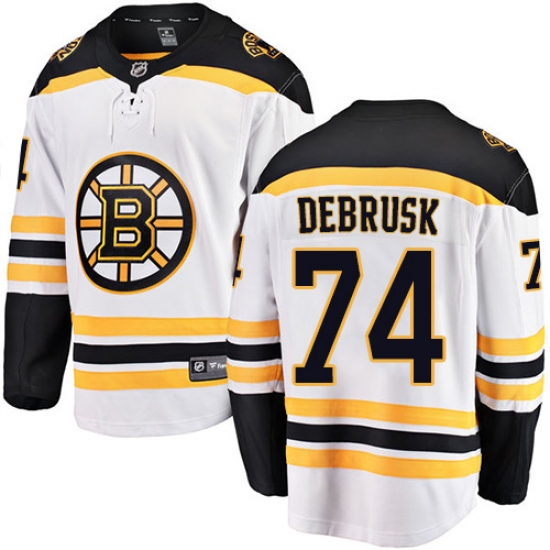 Youth Boston Bruins #74 Jake DeBrusk Authentic White Away Fanatics Branded Breakaway NHL Jersey - Ujersey