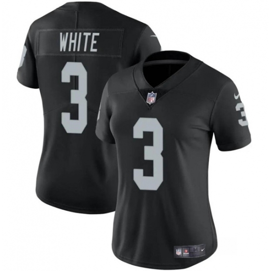 Women's Las Vegas Raiders #3 Zamir White Black Vapor Stitched Jersey(Run Small)