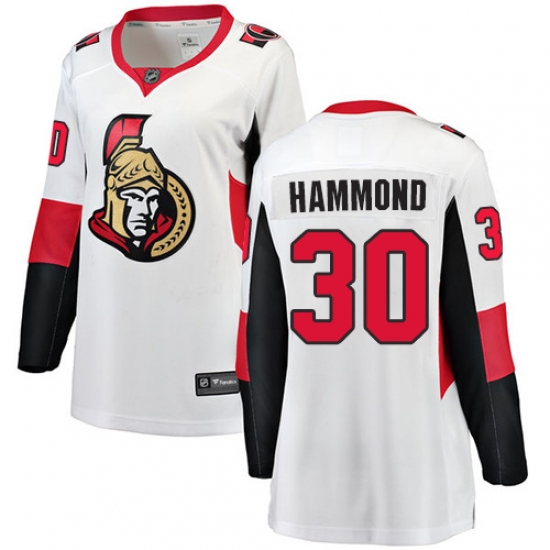 Women's Ottawa Senators #30 Andrew Hammond Fanatics Branded White Away Breakaway NHL Jersey - Ujersey