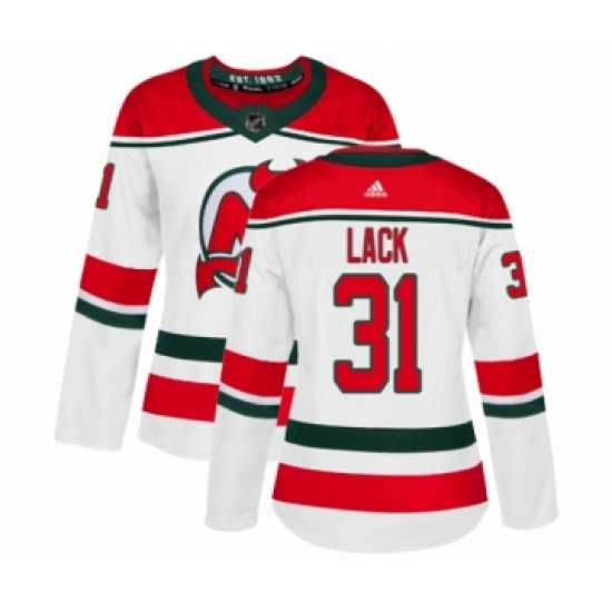 Women's Adidas New Jersey Devils #31 Eddie Lack Authentic White Alternate NHL Jersey - Ujersey