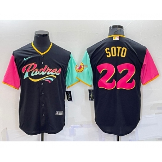 Men's San Diego Padres #22 Juan Soto Black 2022 City Connect Cool Base Stitched Jersey - Ujersey