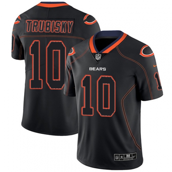 Men's Nike Chicago Bears #10 Mitchell Trubisky Limited Lights Out Black Rush NFL Jersey - Ujersey