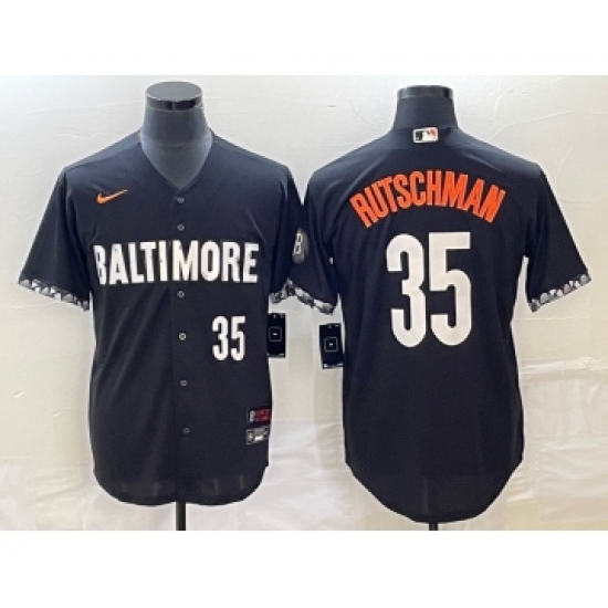 Men's Baltimore Orioles #35 Adley Rutschman Number Black 2023 City Connect Cool Base Stitched Jersey 1 - Ujersey